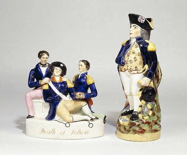 A Staffordshire Portrait Group of the Death of Nelson, (ceramic)