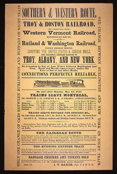 Train poster for the Southern and Western Route, 1854 (litho)