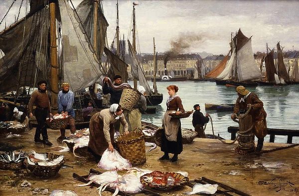 Unloading the Catch, 1881 (oil on canvas)
