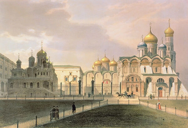 View of the Cathedrals in the Moscow Kremlin, printed by Lemercier, Paris, 1840s