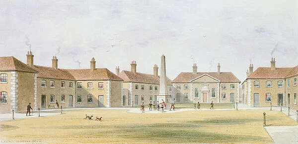 View of Charles Hoptons Alms Houses, 1852 (w  /  c on paper)