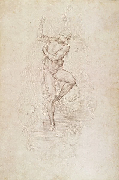 W. 53r The Risen Christ, study for the fresco of The Last Judgement in the Sistine Chapel