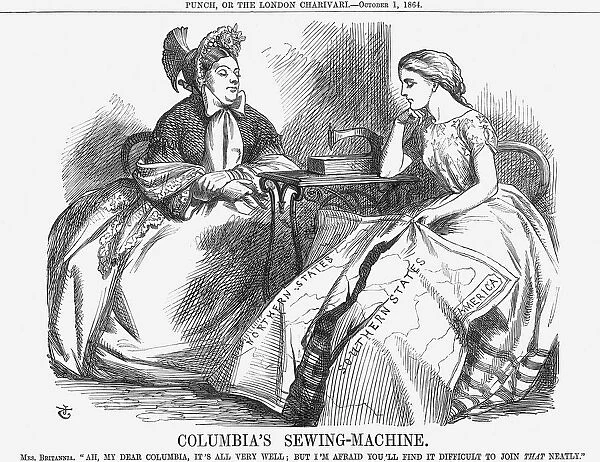 Columbias Sewing-Machine, 1864. Artist: John Tenniel