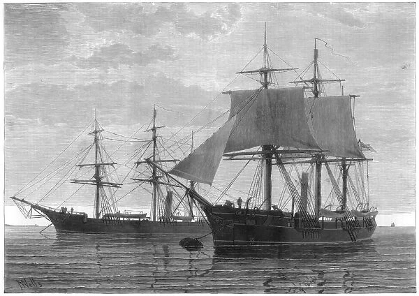 HMS Discovery and HMS Alert, British Arctic expedition, 1875. Artist: Wells