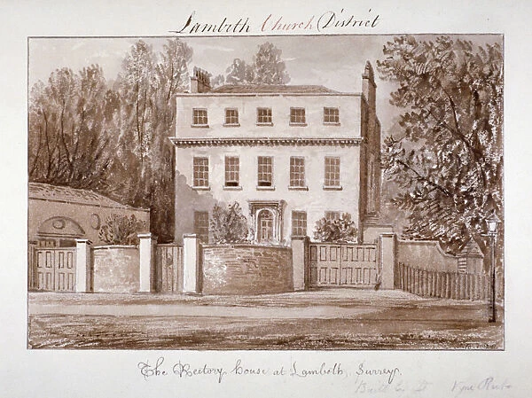 View of the rectory house of St Mary at Lambeth, London, 1828