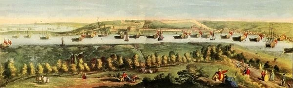 The West Prospect of His Majestys Dock-Yard, at Chatham, 1738, (1942). Creators: Samuel Buck