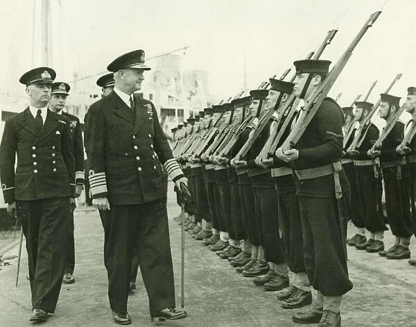 Admiral of the fleet Lord Cunningham visits Kiel naval headquarters in Germany