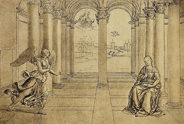 The Annunciation; drawing by Raphael. The Louvre, Paris
