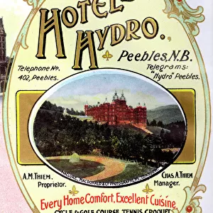 Advert, Hotel Hydro, Peebles, Scotland