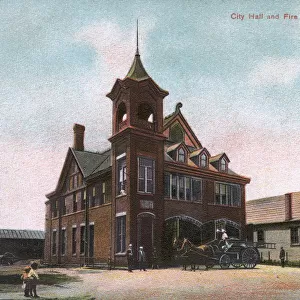 City Hall and fire apparatus, Niles, Ohio, USA