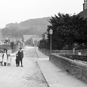 Cromford - a group of children in the road