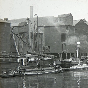 Docks, fishing vessels and smoke houses, Hull, Yorkshire