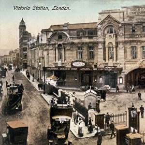 Exterior view, entrance to Victoria Station, London