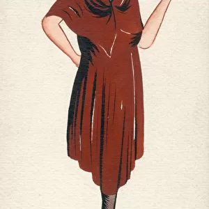 French Fashions - hand drawn / painted postcard