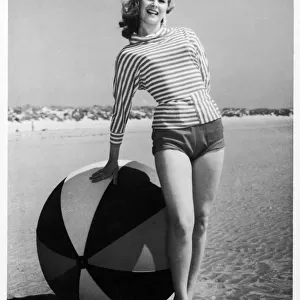 Girl & Beach Ball 1950S