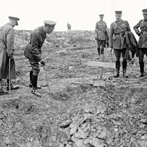King George V touring battlefield, Western Front, WW1