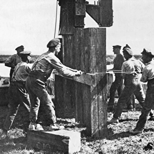 Royal Engineers constructing bridge, Western Front, WW1