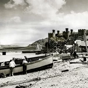 Scene on the beach at Conwy, North Wales