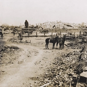 Scene in a ruined village, Western Front, WW1
