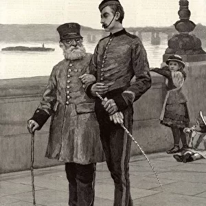 Two soldiers on the Chelsea Embankment 1882