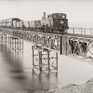 Steam train, locomotive, steel bridge, South America