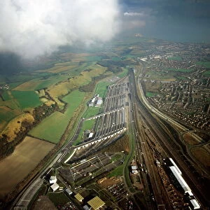 Aerial image of entrance to The Channel Tunnel (Chunnel) (Eurotunnel), beneath the English Channel