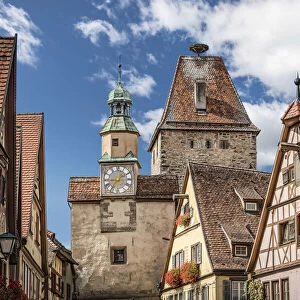 Markusturm and Roderbogen in the old town of Rothenburg ob der Tauber, Middle Franconia, Bavaria, Germany