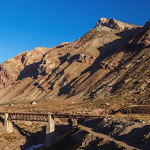Transandine Railway Bridge over Las Cuevas River near Puente del Inca, Central Andes