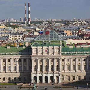 Russia, Saint Petersburg, Center, Mariinsky Palace elevated view from St. Isaac Cathedral