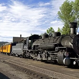 Steam locomotive on the Durango and Silverton Narrow Gauge Railroad located in Durango