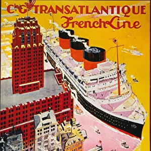French Line steamship poster, 1930s