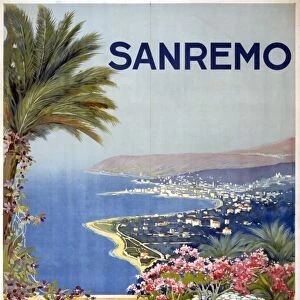 ITALIAN TRAVEL POSTER, c1920. Poster promoting Sanremo, Italy. Lithograph, c1920
