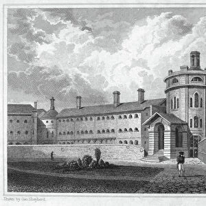 MAIDSTONE PRISON. The prison at Maidstone, in Kent, England. 19th century steel engraving