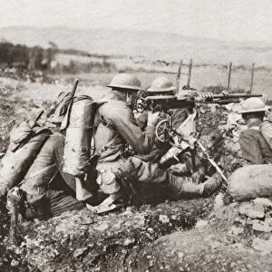 WORLD WAR I: GUNNERS, 1918. American machine gunners on the Western Front in France
