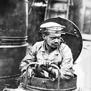 WWI: TORPEDO BOAT, c1914. A German sailor in the turret on a torpedo boat. Photograph