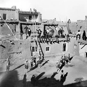ZUNI DANCERS, c1898. Zuni Native Americans playing and relaxing after performing