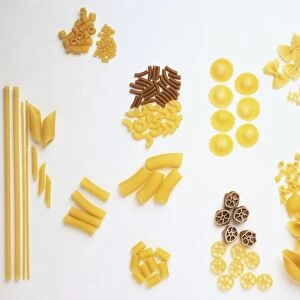 Large selection of dried pastas, close up