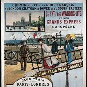 Luxury railway operator Compagnie Internationale des Wagons-Lits et des Grands Express Europeens, Advertising poster about Paris-London route