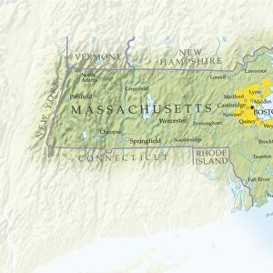 Map of Massachusetts, close-up