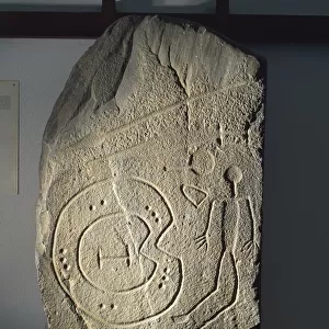 Rock carvings on stele, from Solana de Cabanas