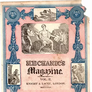 Title page of Mechanics Magazine (London, 1824). The figure in the bottom illustration