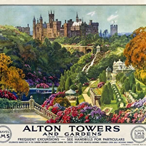 Alton Towers and Gardens, LMS poster, c 1930s