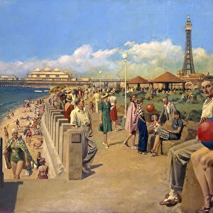 Blackpool, original oil painting for an LMS poster, c 1930s