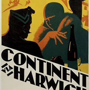 Continent via Harwich, LNER poster, 1923-1930
