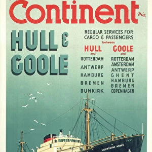 The Continent via Hull & Goole, BR poster, 1955