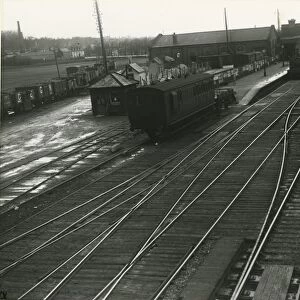 Ely station. The down platform from the Station South signal box, with the goods