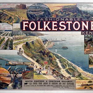 Fashionable Folkstone, Kent, SE & CR poster, c 1910