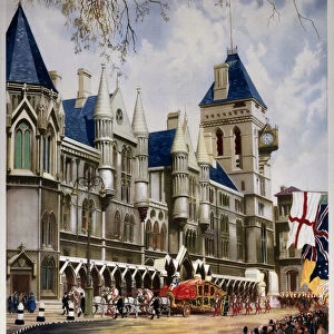 London - Lord Mayors Procession at the Law Courts, BR poster, 1951