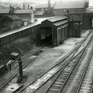 Looking west towards South Road from signal post at Saffron Walden Station. Coaling stage on left