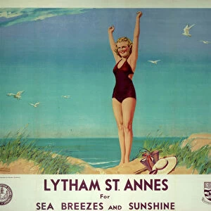 Lytham St Annes for Sea Breezes and Sunshine, LMS poster, 1923-1947